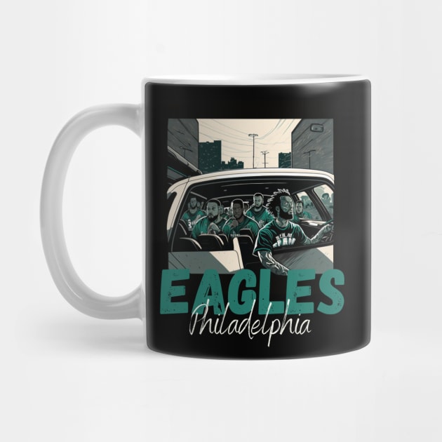 Philadelphia eagles football player graphic design cartoon style beautiful artwork by Nasromaystro